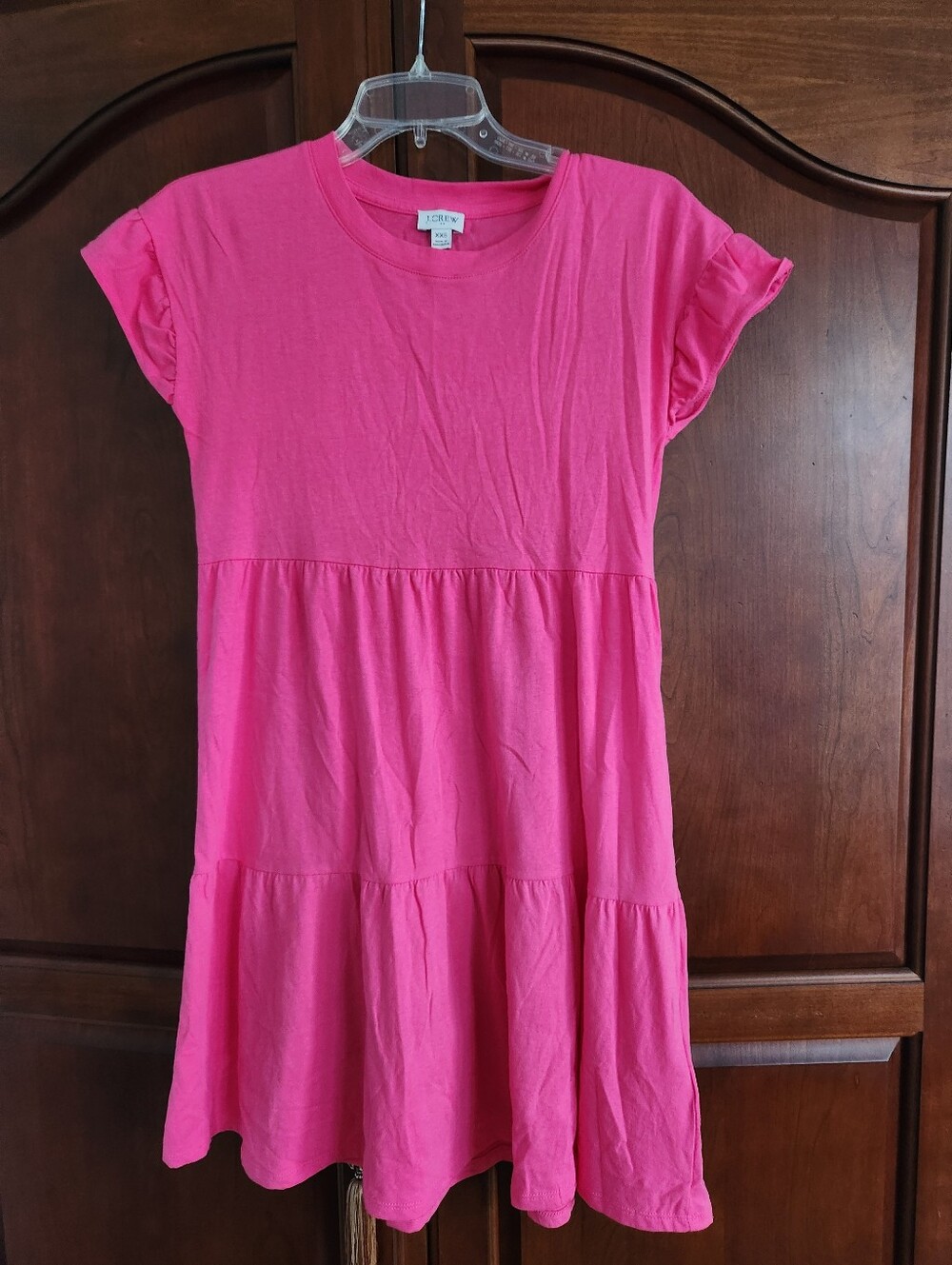 J. Crew Bright Pink Tiered Cotton Dress